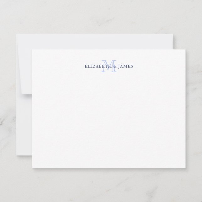 Navy Blue Couple Monogram Initial Personalised Card (Front)