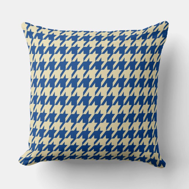 Navy-Blue & Cream Houndstooth Large Tiles Cushion (Front)