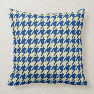 Navy-Blue & Cream Houndstooth Large Tiles Cushion
