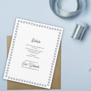 Navy Blue Crest Formal Classic Wedding Details  Enclosure Card