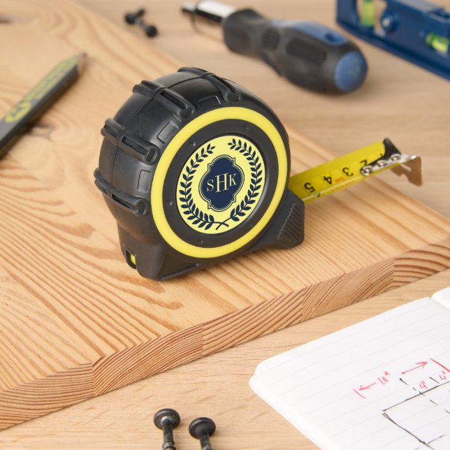 Navy-Blue Crest Laurel Wreath Monogram  1 (Woodwork)