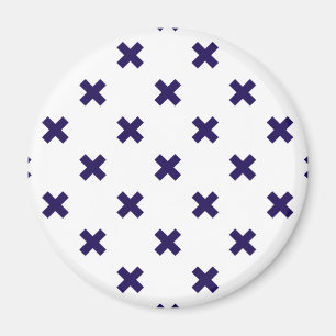 Navy blue cross stitches on white magnet