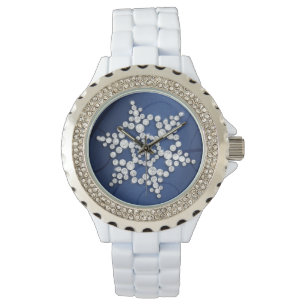 Navy Blue Crystal Snowflake Winter Watch