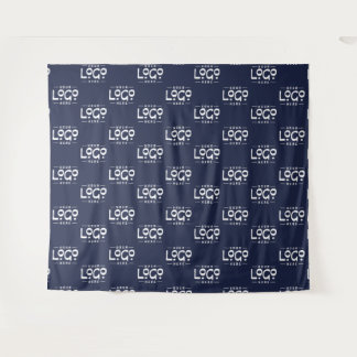Navy blue Custom Business Logo Backdrop Minimal Tapestry