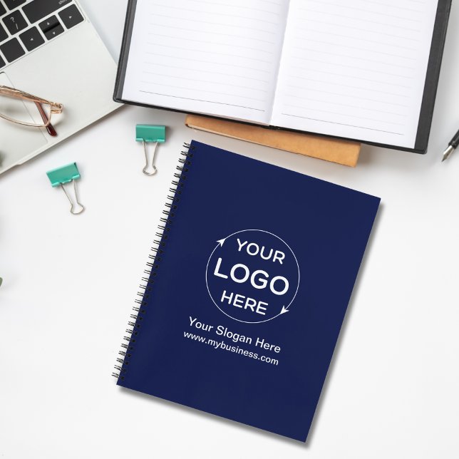 Navy Blue Custom Business Logo  Notebook (Custom Business Logo Navy Blue Notebook)