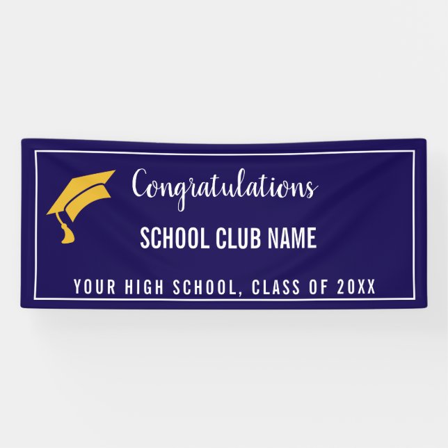 Navy Blue Custom Club Graduation Banner (Horizontal)