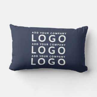 Navy Blue Custom Company Logo Business Branding  Lumbar Cushion