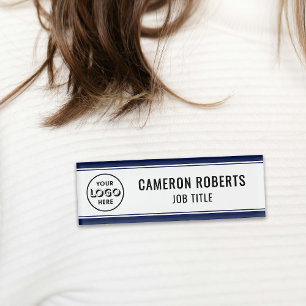 Navy Blue Custom Company Logo Employee Name Tag
