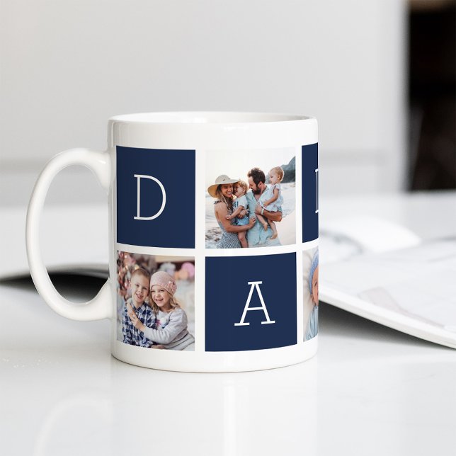 Navy Blue | Custom Daddy 5 Photo Collage Coffee Mug (Creator Uploaded)