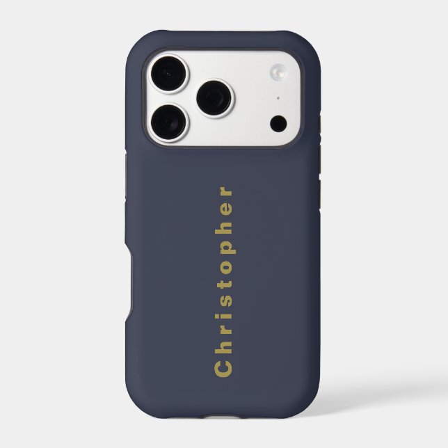  Navy Blue Custom Gold Name Modern Minimalist Men (Back)