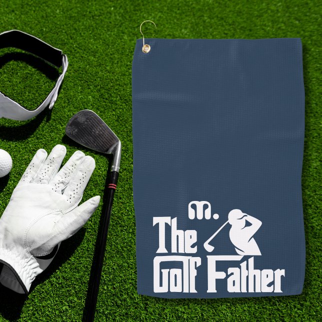 Navy Blue Custom Monogram  The Golf Father Golf Towel (Creator Uploaded)