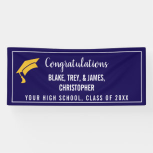 Navy Blue Custom Names Graduation Banner