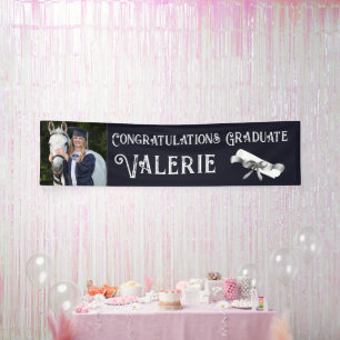 Navy Blue Custom Photo Graduation  Banner