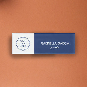 Navy Blue Customised Logo Employee Name Tag