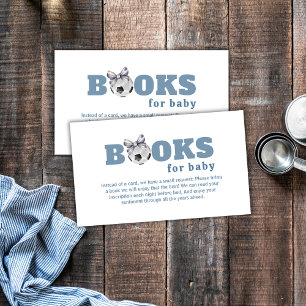 Navy Blue Cute Bow Soccer Boy Books Baby Shower Enclosure Card