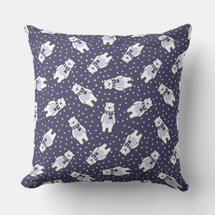 Navy blue cute snow polar bear pattern cushion