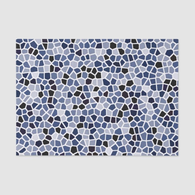 Navy Blue Cyan Stained Glass Pattern Tissue Paper (Front)