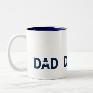 Navy Blue Dad Established New Dad Gift Two-Tone Coffee Mug