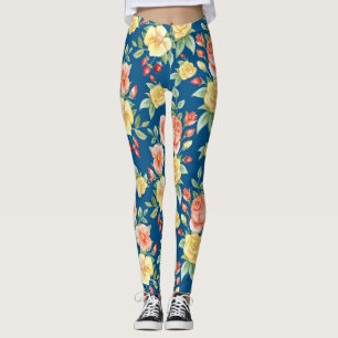 Navy Blue Dainty Floral Leggings