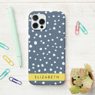 Navy Blue Dalmatian Dots, Spots, Dotted, Your Name iPhone 12 Pro Case