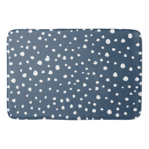Navy Blue Dalmatian Spots, Dalmatian Dots, Dotted Bath Mat