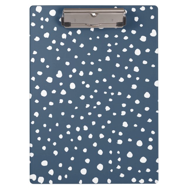 Navy Blue Dalmatian Spots, Dalmatian Dots, Dotted Clipboard (Front)