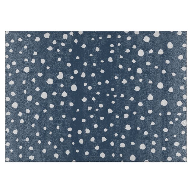 Navy Blue Dalmatian Spots, Dalmatian Dots, Dotted Cutting Board (Front)