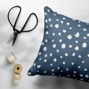 Navy Blue Dalmatian Spots, Dalmatian Dots, Dotted Decorative Cushion