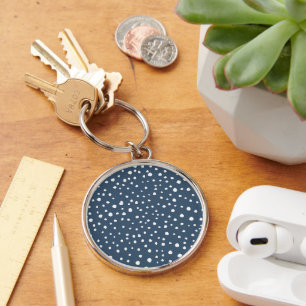 Navy Blue Dalmatian Spots, Dalmatian Dots, Dotted Key Ring