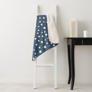 Navy Blue Dalmatian Spots, Dalmatian Dots, Dotted Sherpa Blanket