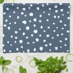 Navy Blue Dalmatian Spots, Dalmatian Dots, Dotted Tea Towel
