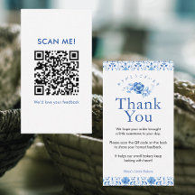 Navy Blue Damask Leave a Review QR Code