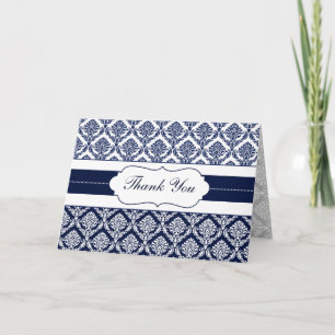 "navy blue" damask ThankYou Cards
