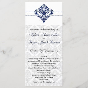 "navy blue" damask Wedding program