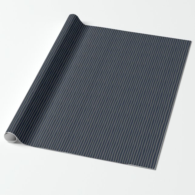 Navy Blue & Dark Gray Wonky Stripes Wrapping Paper (Unrolled)