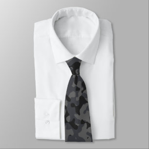 Navy Blue, Dark Grey, and Charcoal Camouflage Tie