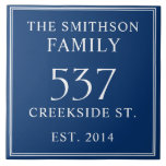 Navy Blue Date Established Address House Plaque Ceramic Tile<br><div class="desc">Introducing our sophisticated and sleek navy blue and white house address plaque, featuring a minimalist design that exudes elegance. This plaque not only displays your house number but also includes the date of establishment, adding a personal touch to your home. Elevate the exterior of your residence with this stylish and...</div>