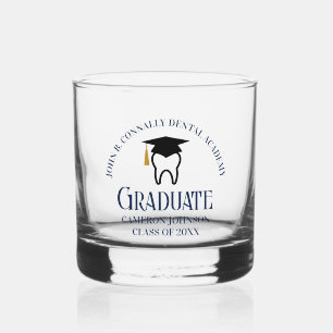 Navy Blue Dental School Custom Dentist Graduation Whiskey Glass