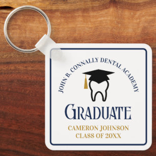 Navy Blue Dental School Custom Graduation Gift Key Ring