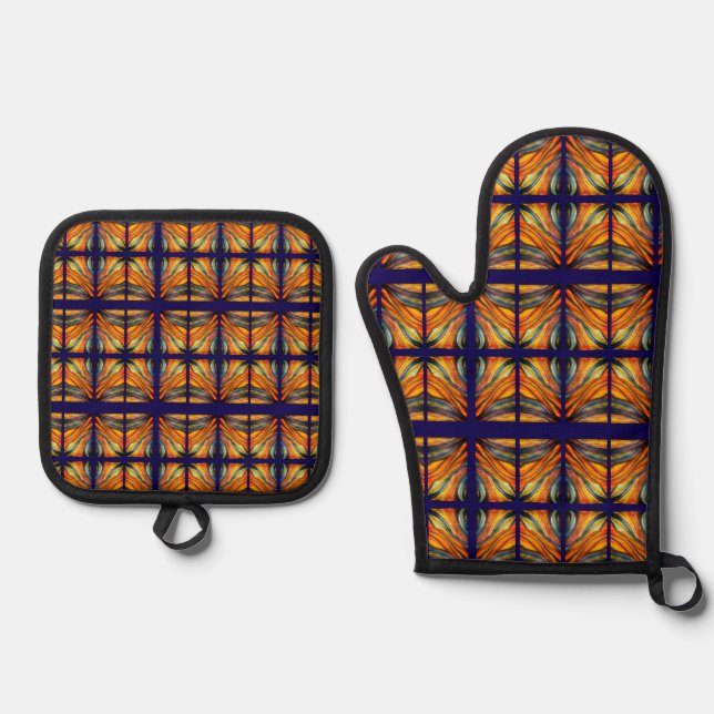 Navy Blue Desert Inspirations  Oven Mitt & Pot Holder Set (Front)