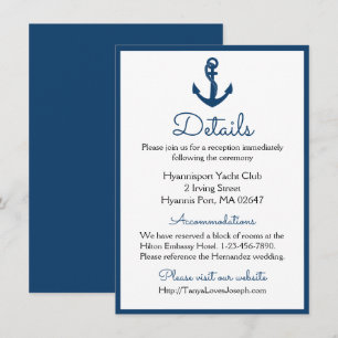 Navy Blue Details Anchor Nautical Wedding Sailor Invitation