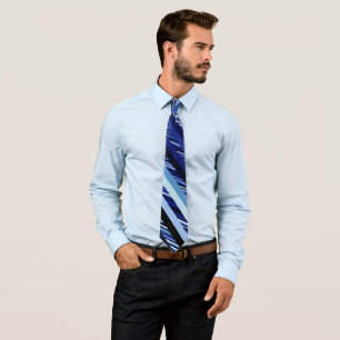 Navy blue diagonal stripes neck tie