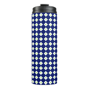 Navy Blue Diamond Geometric Pattern Thermal Tumbler