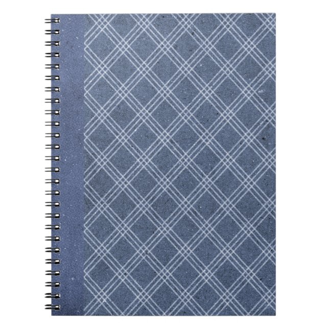 Navy Blue Diamond Plaid Grunge Journal Notebook  (Front)
