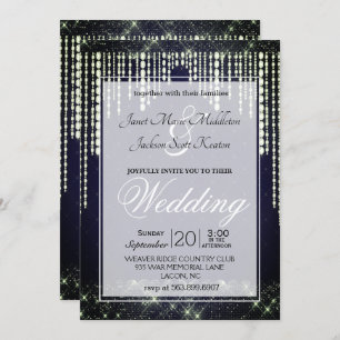 Navy Blue Diamond Wedding Invitation