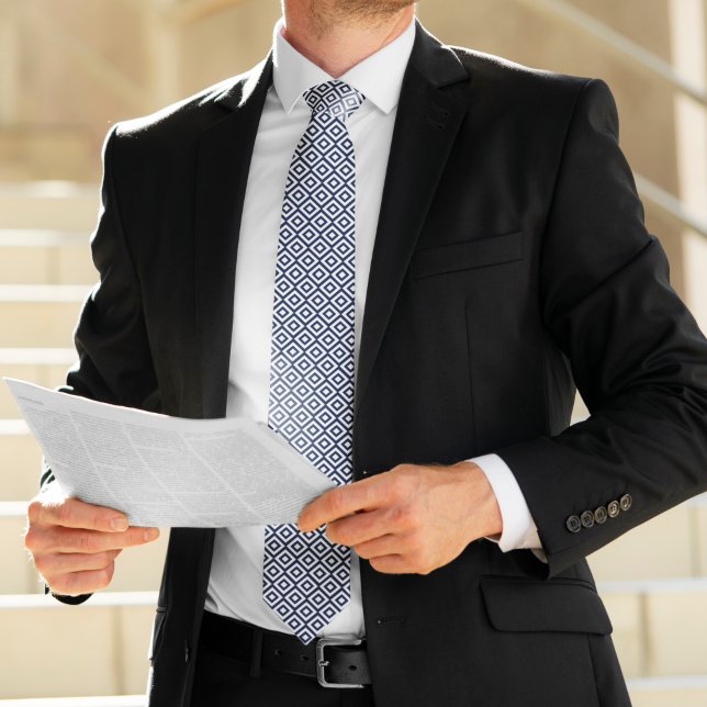 Navy Blue Diamonds Pattern Tie (Creator Uploaded)