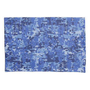 Navy Blue Digital Camo Camouflage Pillowcase