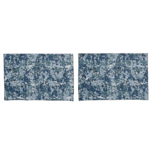 Navy Blue Digital Camo Camouflage Pillowcase