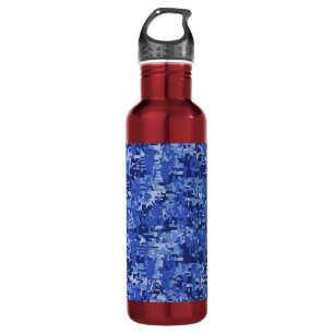 Navy Blue Digital Camo Camouflage Texture 710 Ml Water Bottle