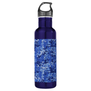 Navy Blue Digital Camo Camouflage Texture 710 Ml Water Bottle